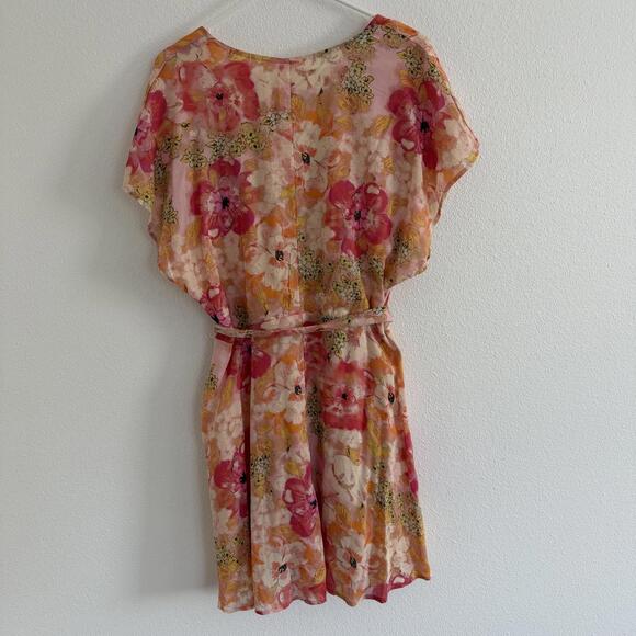 Free People Freddy Tie Mini Dress Floral Sz XL Pink Boho - Picture 6 of 7